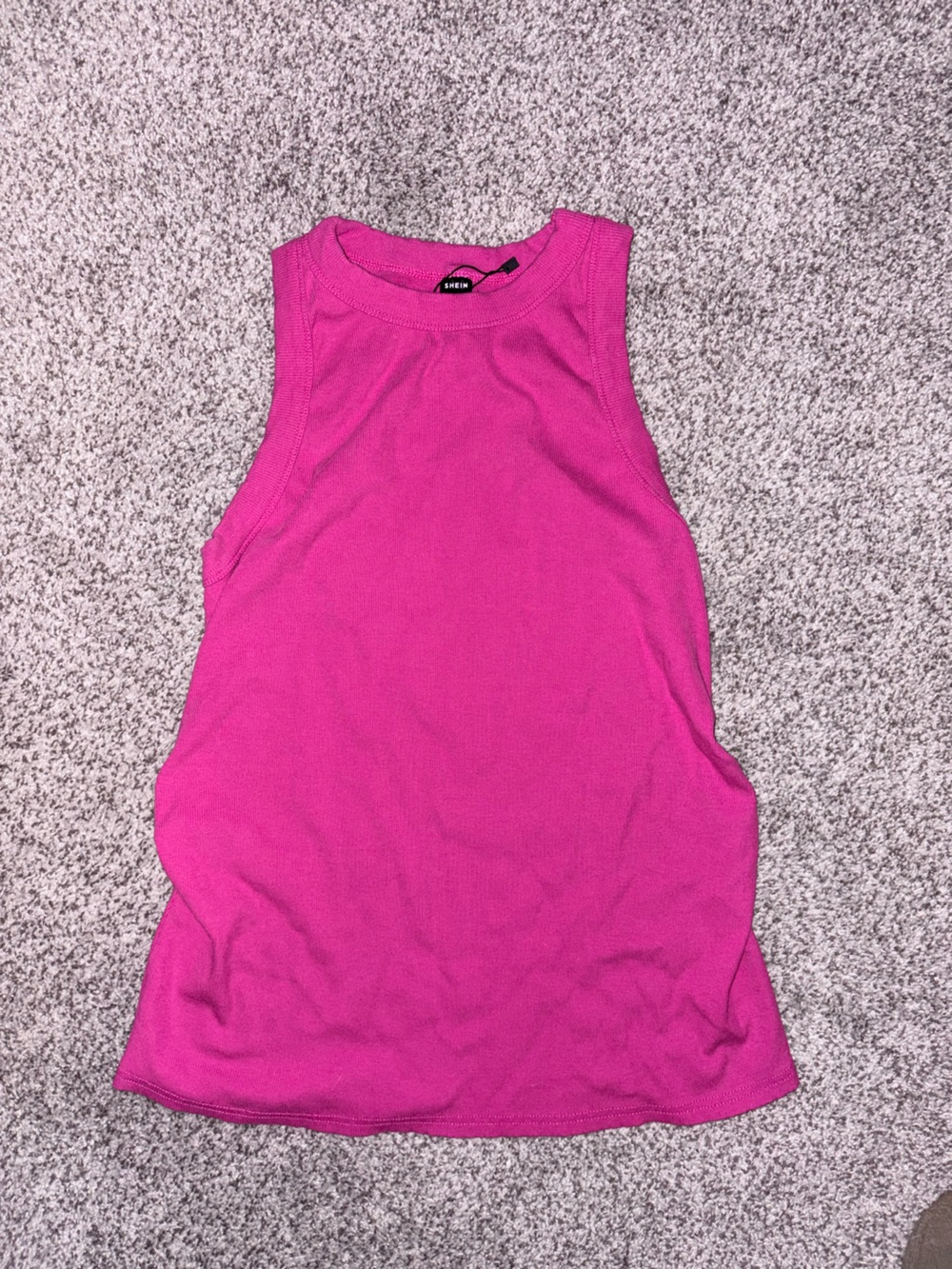 SHEIN Bright Pink Ribbed Racerback Tank